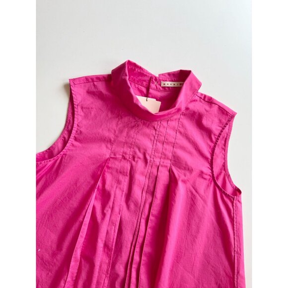 NWT UNIQLO x MARNI Pink Cotton Poplin Pleated Tucked Sleeveless Shirt, Size S - Picture 9 of 15